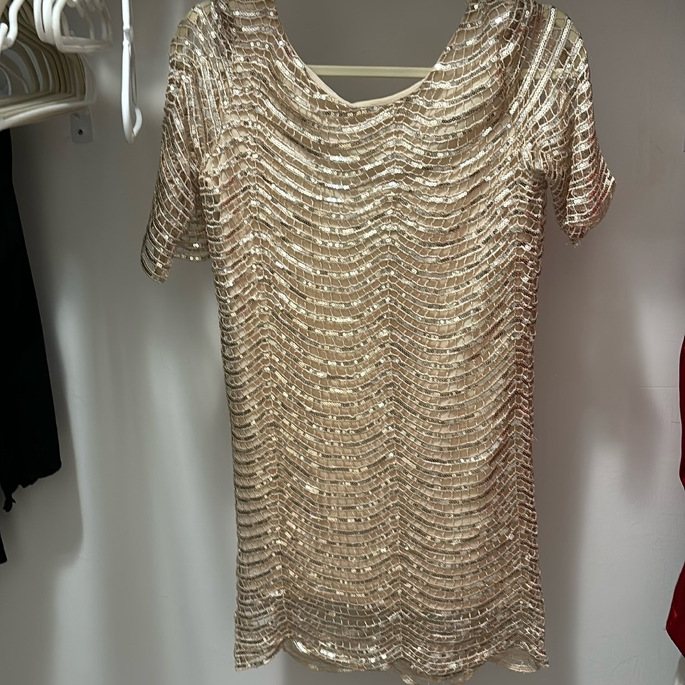 Open back gold sparkle dress